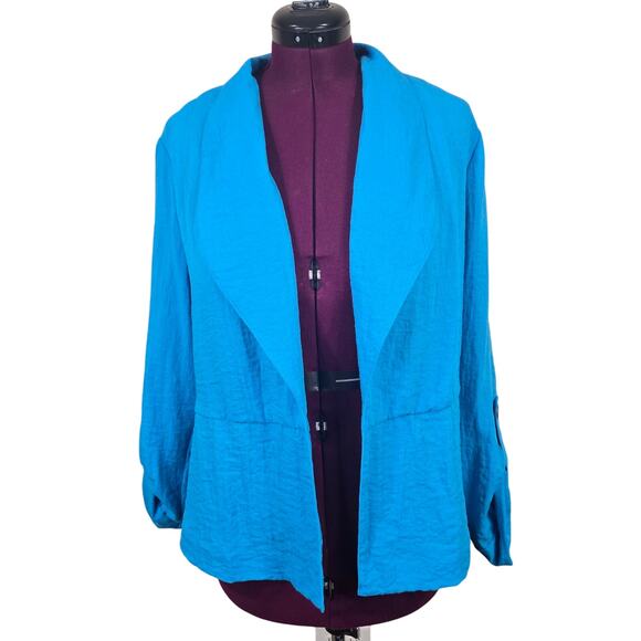 Women's Chico's Blue Rayon Blend Open Front Cardigan | Size 2 (Large) - Picture 1 of 9